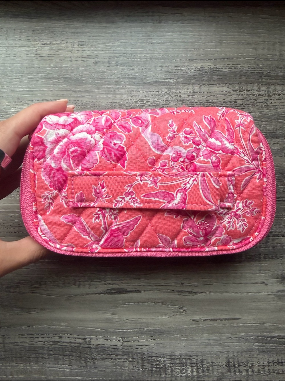 Vera Bradley Pink Quilted Floral Cosmetic Case